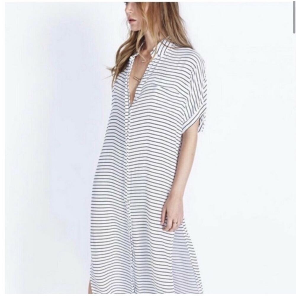Faithfull the Brand Gigi Shirt Dress Navy‎ White Stripes Medium